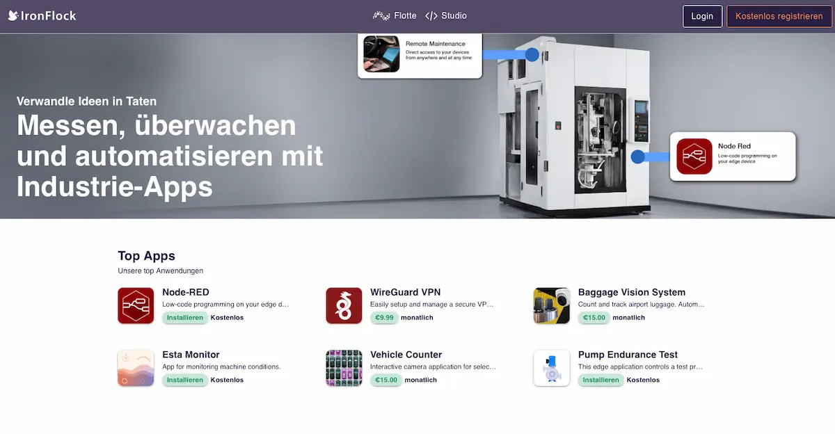 Industrielle IoT Anwendung mit IronFlock / ehemals Record Evolution